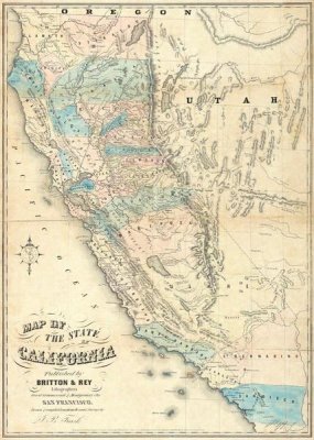 John B. Trask - Map of the State of California, 1853