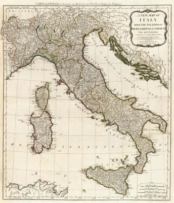 Thomas Kitchin - A new map of Italy with the islands of Sicily, Sardinia & Corsica, 1790