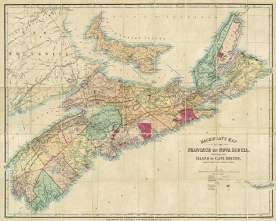 A. and W. Mackinlay - Mackinlay's map of the Province of Nova Scotia, including the island of Cape Breton, 1868