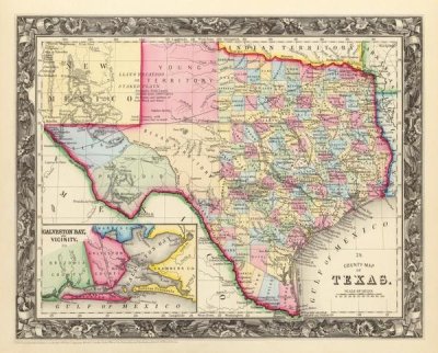 Samuel Augustus Mitchell - County Map Of Texas, 1860