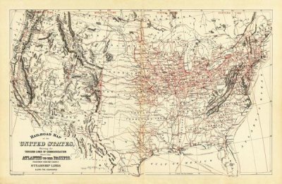 Samuel Augustus Mitchell - Railroad map of the United States, 1890