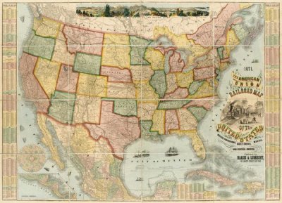 Haasis and Lubrecht - American Union Railroad Map Of The United States, 1871
