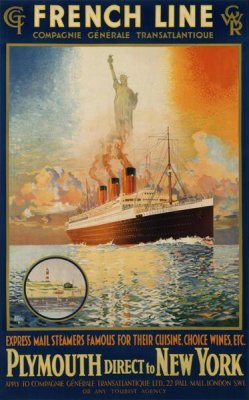 Harry Hudson Rodmell - French Line/Plymouth to New York/”Paris”