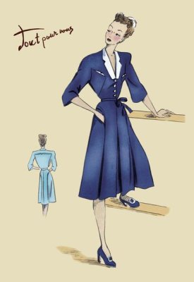 Unknown - Blue Daytime Dress with Collar and Belt, 1947