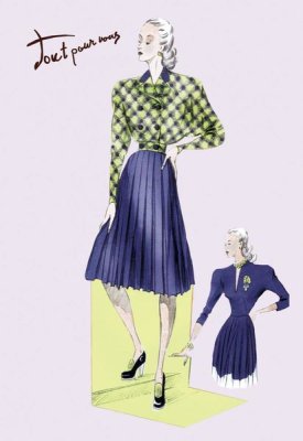 Unknown - Pleated Dress with Plaid Jacket, 1947