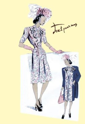 Unknown - Paisley Dress with Hat, Gloves and Jacket, 1947