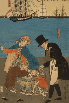 Sadahide Utagawa - Dutch people taking a Sunday walk in Yokohama (Yokohama kyujitsu - Orandajin yuko), 1871