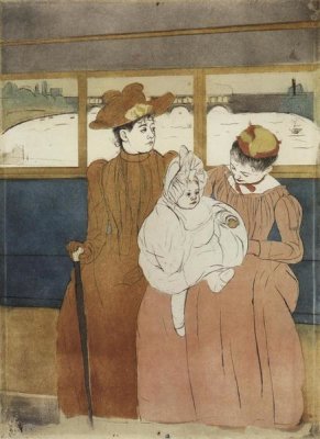 Mary Cassatt - Interior Of A Tramway Passing A Bridge 1891