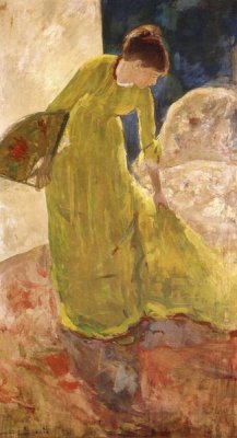 Mary Cassatt - Woman Standing Holding A Fan 1879