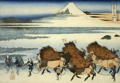 Hokusai - Peasants Leading Oxen In The New Fields At Ono 1835