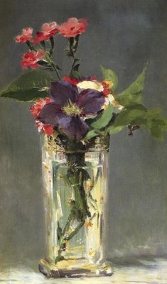 Edouard Manet - Pinks and Clematis in a Crystal Vase