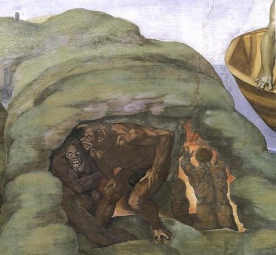 Michelangelo - Detail From The Last Judgement (Hell's Mouth)