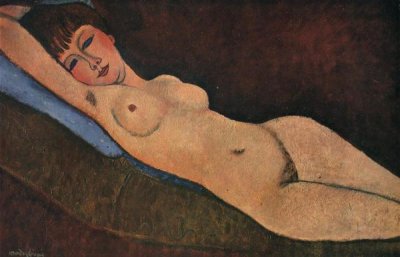 Amedeo Modigliani - Reclining Nude Blue Cushion