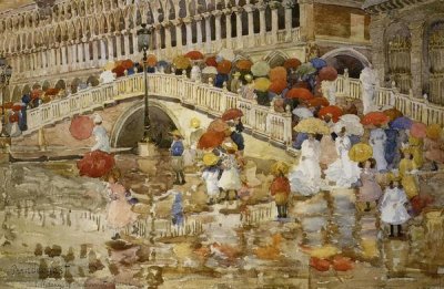 Maurice Brazil Prendergast - Umbrellas In The Rain Venice