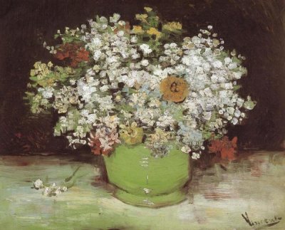 Vincent Van Gogh - Vase Zinnias And Other Flowers