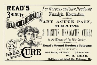 Advertisement - Read's 3 minute Head-Ache & Neuralgia Cure