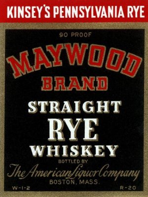 Vintage Booze Labels - Maywood Brand Straight Rye Whiskey