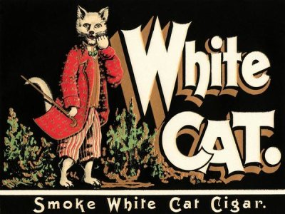 Vintage Booze Labels - White Cat Brand Cigars