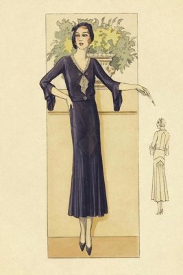 Vintage Fashion - Daytime Dress in Navy