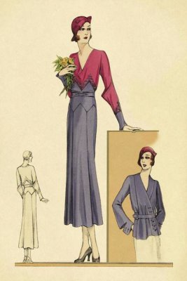 Vintage Fashion - Sunday Dress in Periwinkle and Magenta