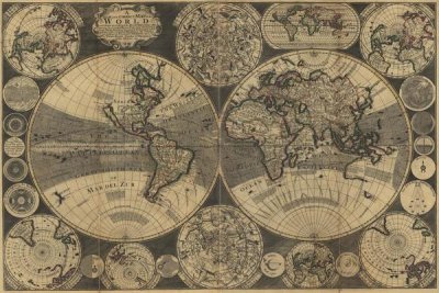 W. Godson - World Map with Planets