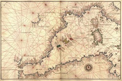 Battista Agnese - Portolan or Navigational Map of the Western Mediterranean from Gibraltar to Piedmont & Sardinia