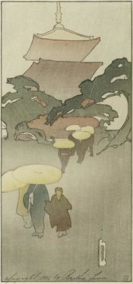 Bertha Lum - Temple in Rain, 1916