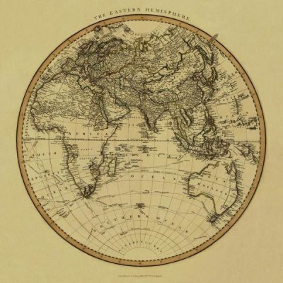 John Cary - Eastern Hemisphere, 1801 - Tea Stained
