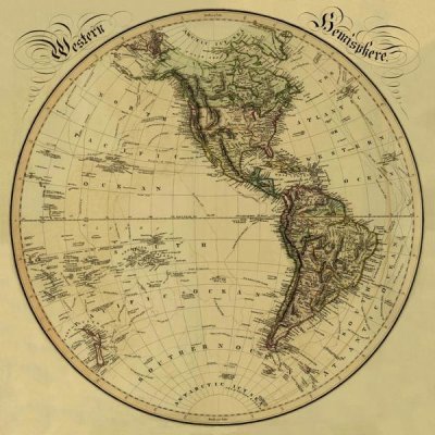 Daniel Lizars - Western Hemisphere, 1831 - Tea Stained