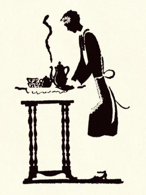 Maxfield Parrish - Maid Prepares Hot and Steaming Coffee
