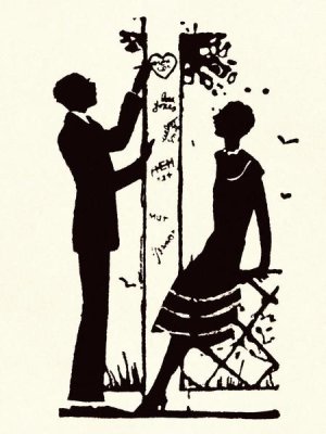 Suitor Pulls a Heart From a Trellis