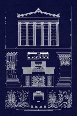 J. Buhlmann - Portico, Coffer and Palmette-Ornament (Blueprint)