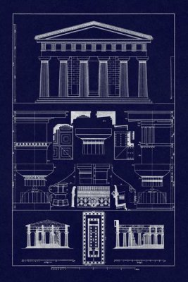 J. Buhlmann - Temple of Poseidon at Paestum (Blueprint)