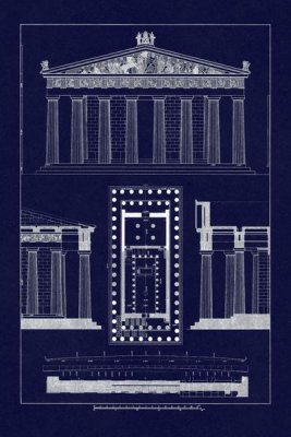 J. Buhlmann - The Parthenon at Athens, Polychrome (Blueprint)