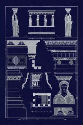 J. Buhlmann - Porch of Caryatids, Polychrome (Blueprint)