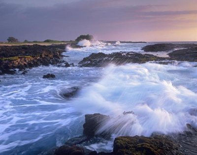 Tim Fitzharris - Waves crashing on rocky shore, Wawaloli Beach, Big Island, Hawaii
