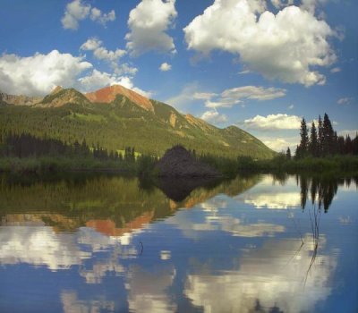 Tim Fitzharris - Avery Peak reflected in beaver pond, San Juan Mountains, Colorado