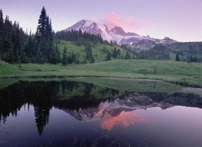 Tim Fitzharris - Mt Rainier reflected in lake, Mt Rainier National Park, Washington