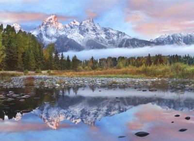 Tim Fitzharris - Grand Tetons reflected in lake, Grand Teton National Park, Wyoming