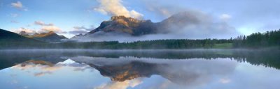 Tim Fitzharris - Panoramic view of Mt Kidd as seen from Wedge Pond, Alberta, Canada