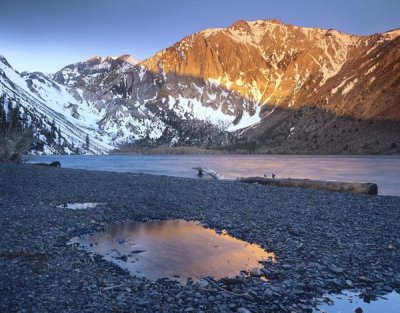 Tim Fitzharris - Laurel Mountain dusted with snow overlooking Convict Lake, Sierra Nevada, California