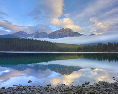 Tim Fitzharris - Pyramid Mountain and boreal forest reflected in Patricia Lake, Jasper National Park, Alberta, Canada