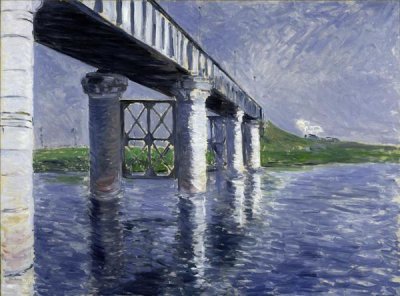 Gustave Caillebotte - The Seine and the Railroad Bridge at Argenteuil (La Seine et le pont du chemin de fer d'Argenteuil), 1885 or 1887