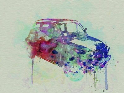 NAXART Studio - Fiat 500 Watercolor