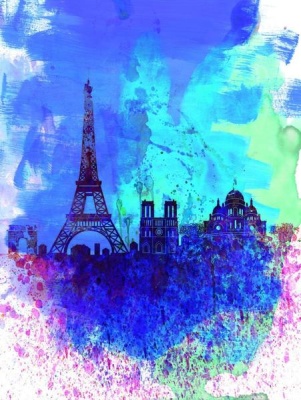 NAXART Studio - Paris Watercolor Skyline