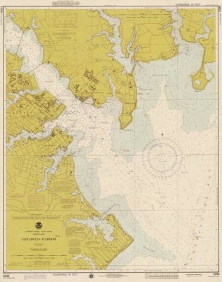 NOAA Historical Map and Chart Collection - Nautical Chart - Annapolis Harbor ca. 1975 - Sepia Tinted