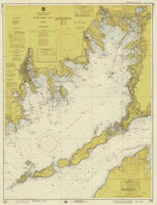 NOAA Historical Map and Chart Collection - Nautical Chart - Buzzards Bay ca. 1974 - Sepia Tinted