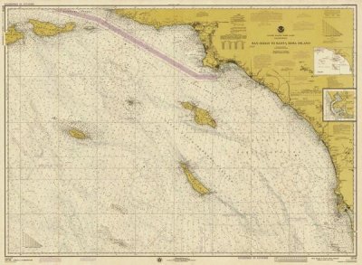 NOAA Historical Map and Chart Collection - Nautical Chart - San Diego to Santa Rosa Island ca. 1975 - Sepia Tinted