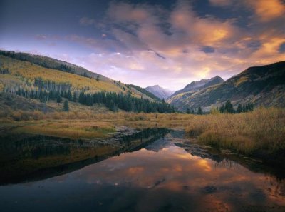 Tim Fitzharris - Ragged Peak and Chair Mountain reflected in lake, Raggeds Wilderness, Colorado