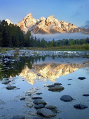 Tim Fitzharris - Grand Tetons reflected in water, Grand Teton National Park, Wyoming